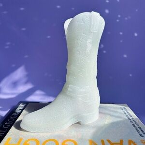 White Glitter Cowboy Boot Candle